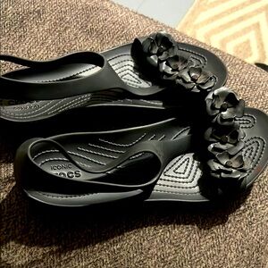 Crocs Women's Black Floral Sandals